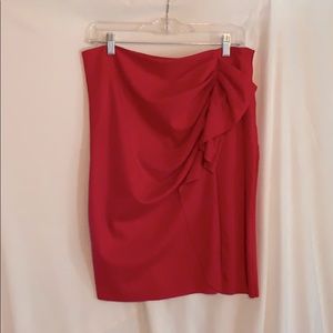 New York & Co Red Ruched Ruffled Skirt Size 10